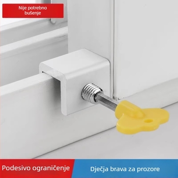 Aluminijski prozorski zaključivač s držačem mreže – sigurnost za djecu, za klizne prozore protiv otvorenja