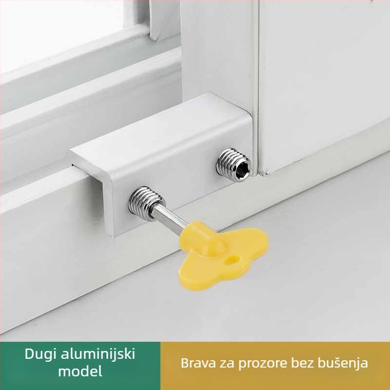 Aluminijski prozorski zaključivač s držačem mreže – sigurnost za djecu, za klizne prozore protiv otvorenja
