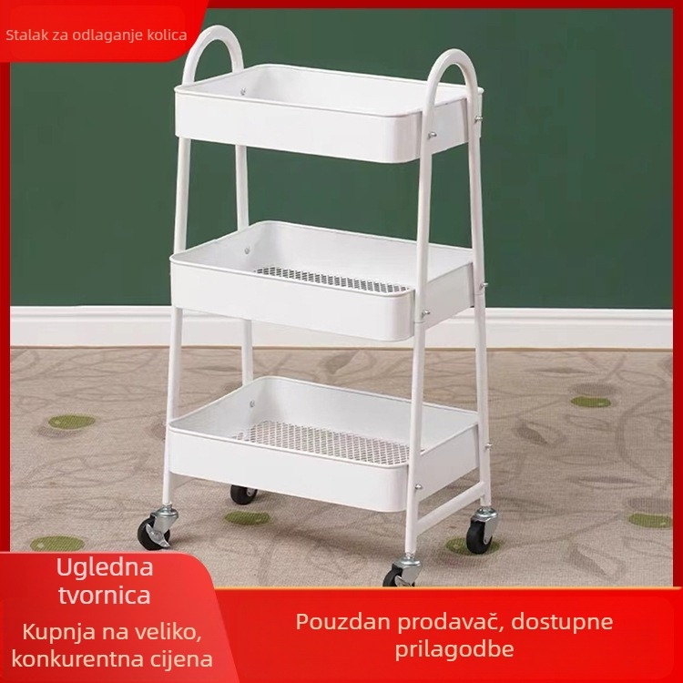 Frizerska kolica bez ugradnje, podne stojeća od karbonskog čelika za skladištenje u dnevnom boravku i kuhinji