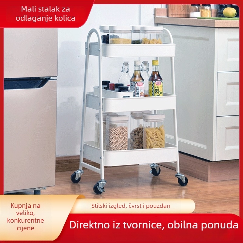Frizerska kolica bez ugradnje, podne stojeća od karbonskog čelika za skladištenje u dnevnom boravku i kuhinji