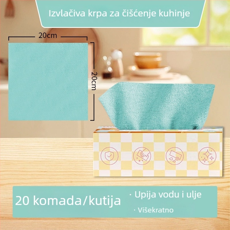 Debeli jednokratni kuhinjski krpe za čišćenje, uklanjaju masnoću, perive, dvostruka upotreba za suho i mokro, u kutiji