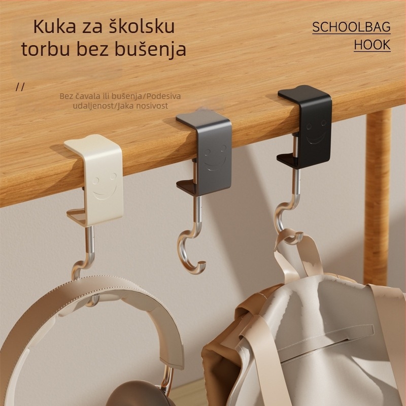 Novi stil kuka za stol i torbu, bez bušenja, za dom i internat, moderni minimalistički dizajn, pomična debela kuka