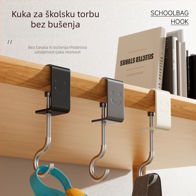 Novi stil kuka za stol i torbu, bez bušenja, za dom i internat, moderni minimalistički dizajn, pomična debela kuka