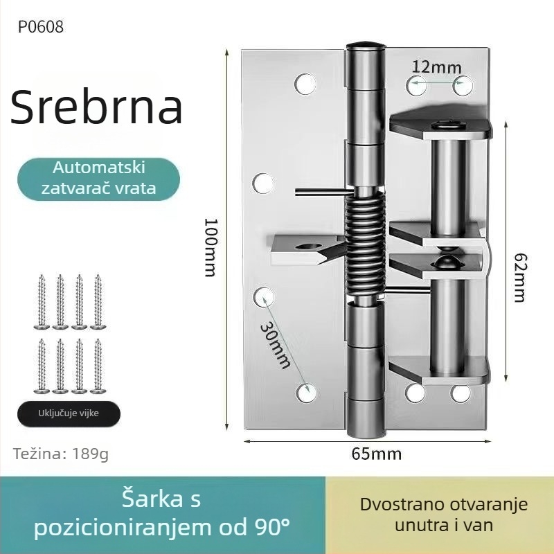 4-inčna samozatvarajuća šarka s nevidljivom šarkom i 90° položajem ugla