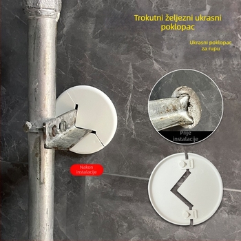 Dekorativni pokrov za kutni metalni okvir i montaža nosača cijevi za kućni plin