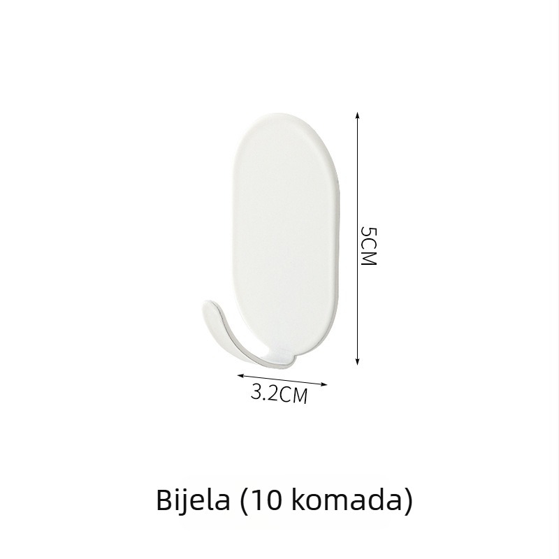 Ljepljiva kuka od nehrđajućeg čelika, za kuhinju i kupaonicu, zidni bez bušenja, bez tragova, nosivost do 1 kg.