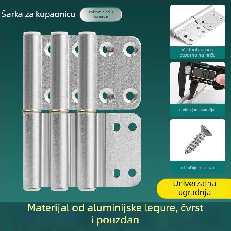 Panti za vrata kupaonice i WC-a, aluminijska legura, sklopni šarke od nehrđajućeg čelika i dodaci