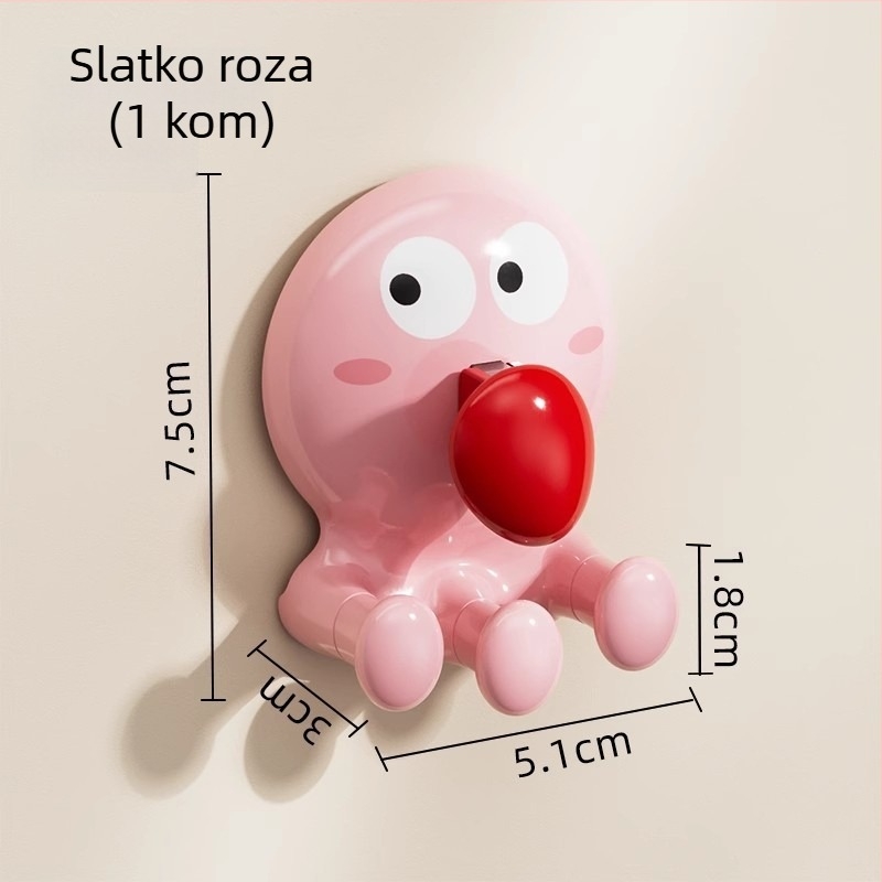 Usisni kukač s hobotnicom – držač za četkicu za zube za kupaonicu, bez bušenja, sladak dizajn