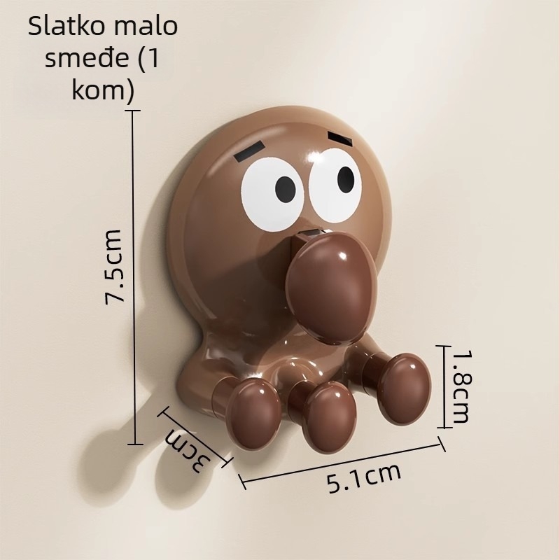 Usisni kukač s hobotnicom – držač za četkicu za zube za kupaonicu, bez bušenja, sladak dizajn