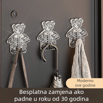 Novi crtani medvjed kuka – samoljepljiva zidna kuka, bez bušenja, skladište u spavaćoj sobi, uz krevet i u kupaonici