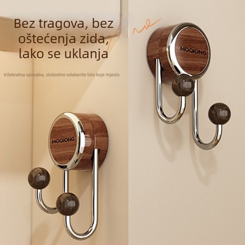 Kuka s vakuumom u boji breskvinog drveta za ulaznu stijenu, bez bušenja, dvostruka za kapute i šešire, bez tragova iza vrata