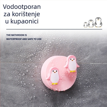 Pingvin oblik sklapan ljepilni vješalica za vrata bez bušenja, za kupaonicu i kuhinju, višenamjenski