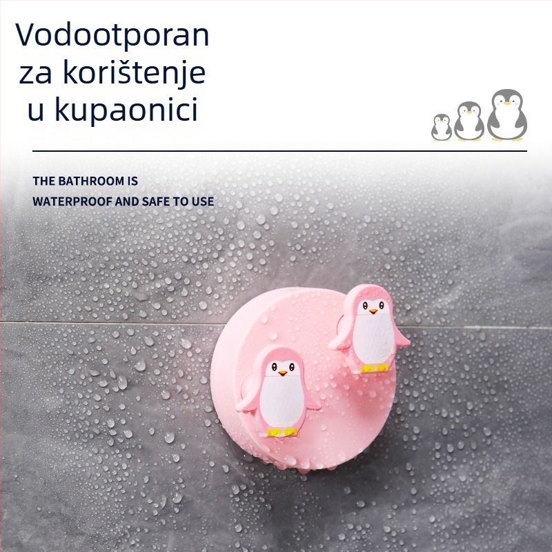 Pingvin oblik sklapan ljepilni vješalica za vrata bez bušenja, za kupaonicu i kuhinju, višenamjenski