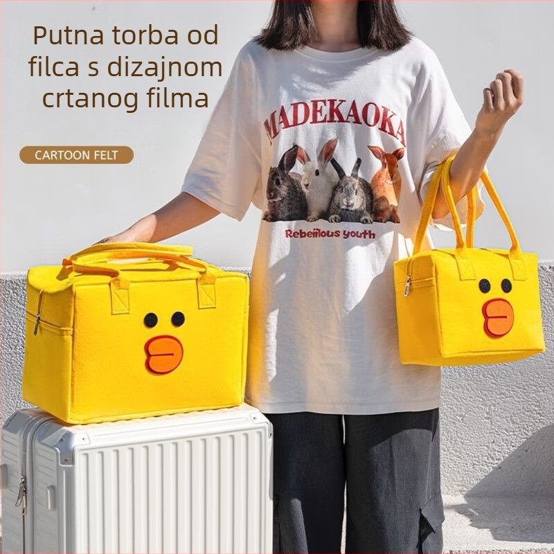 Filc torba za putovanje, višenamjenska, lagana, s velikim kapacitetom, slatki crtani stil