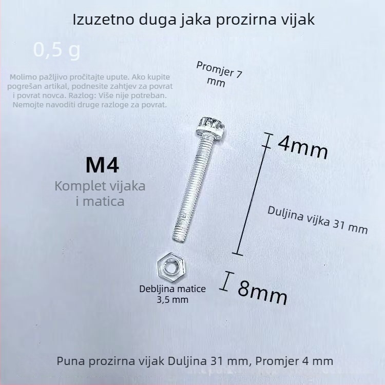 Prozirne akrilne amortizirajuće šarke za male ormare, s podesivim zaustavnim momentom, sklopni dizajn