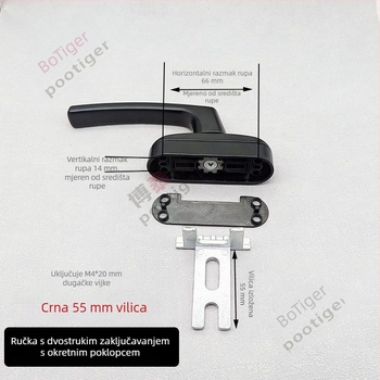 ULI H4 ručka za prozore i vrata od aluminijske legure s zaključavanjem, velika preklopna ručica, moderni minimalistički dizajn