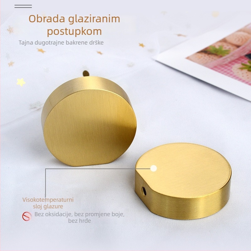 Drška za ormar od čistog bakra, s jednim otvorom za vrata vinskog ormarića, zlatna, nordijski moderni minimalistički stil