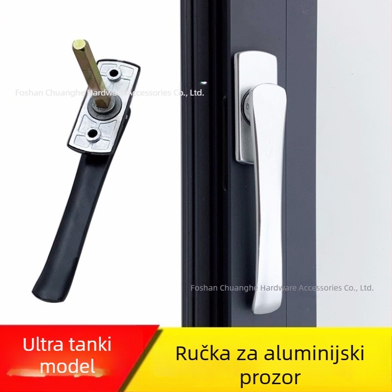 Aluminijska kvaka za vrata i prozore, mačevnog oblika, ultra-tanka, za casement i dvostruko otvaranje prozora, sklopiva ravna kvaka