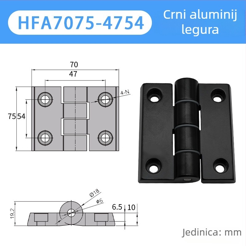 Aluminijski spojni šarka HFA4050-2630, tih, teške nosivosti, za vrata ormarića i prozore