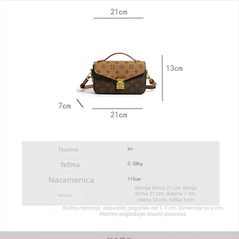 Retro mala kvadratna torbica s kontrastnim otiskom, crossbody torba preko ramena, moderan stil 2025