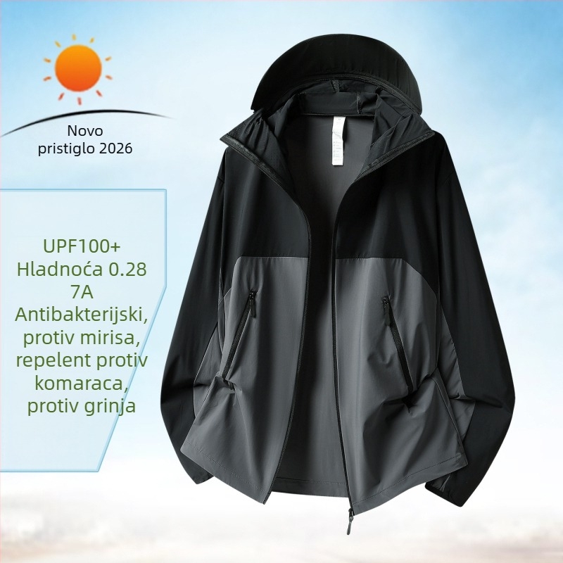 Unisex antibakterijska jakna za zaštitu od sunca, prozračna, brzo se suši, UV zaštita, s kapuljačom, za ljeto.