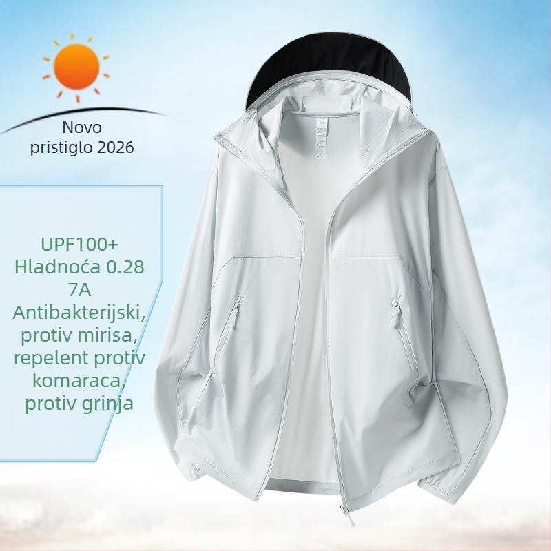 Unisex antibakterijska jakna za zaštitu od sunca, prozračna, brzo se suši, UV zaštita, s kapuljačom, za ljeto.