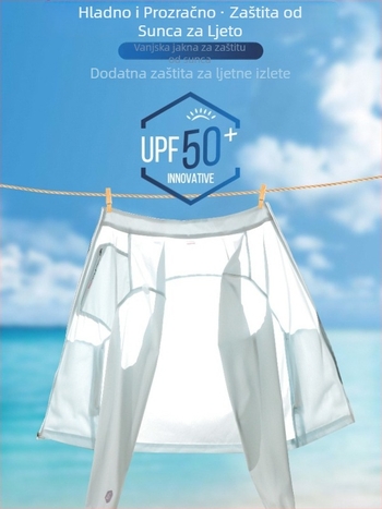 UPF50+ svilenkasto ledeni dojam, stojeći ovratnik, UV zaštita, prozračan, lagani vanjski windbreaker, unisex