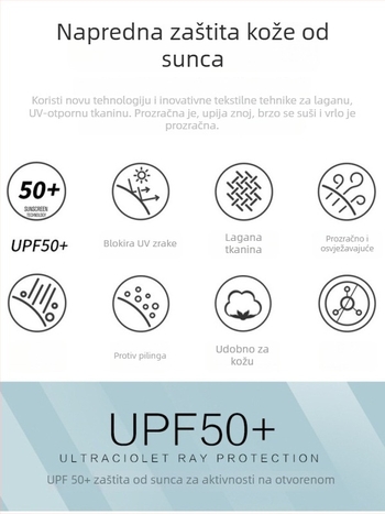 UPF50+ svilenkasto ledeni dojam, stojeći ovratnik, UV zaštita, prozračan, lagani vanjski windbreaker, unisex