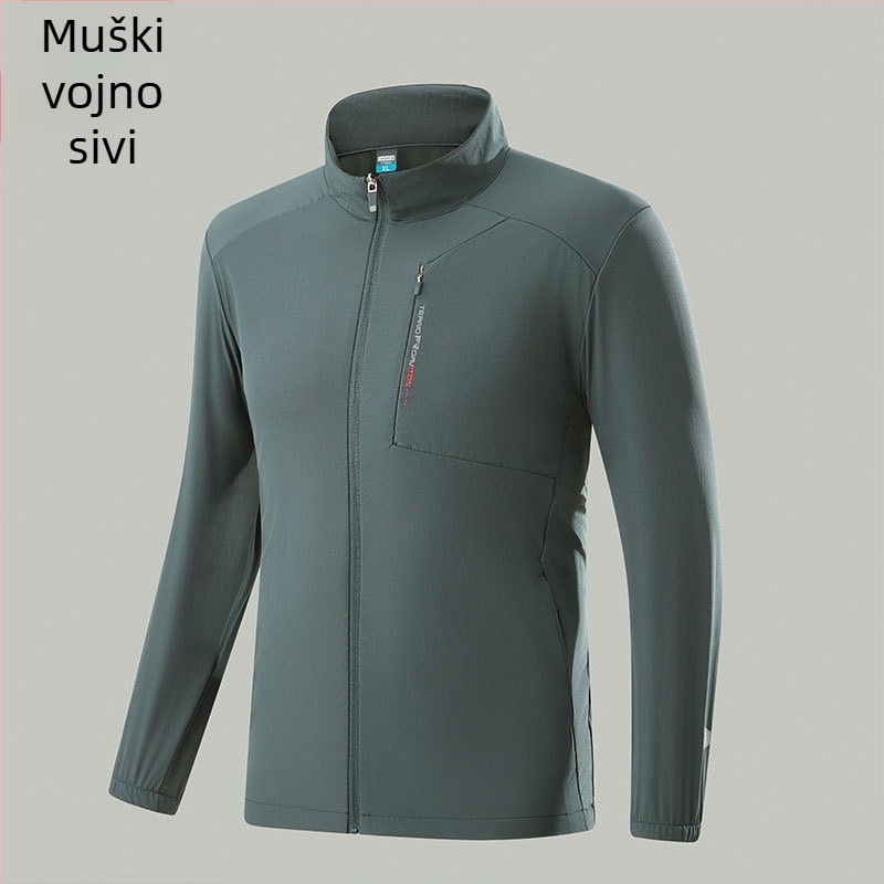 UPF50+ svilenkasto ledeni dojam, stojeći ovratnik, UV zaštita, prozračan, lagani vanjski windbreaker, unisex