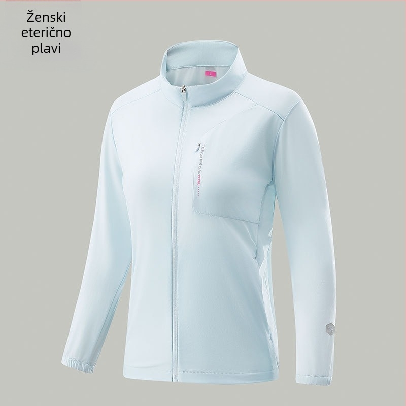 UPF50+ svilenkasto ledeni dojam, stojeći ovratnik, UV zaštita, prozračan, lagani vanjski windbreaker, unisex