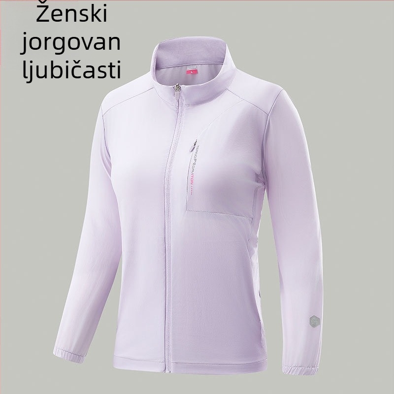 UPF50+ svilenkasto ledeni dojam, stojeći ovratnik, UV zaštita, prozračan, lagani vanjski windbreaker, unisex