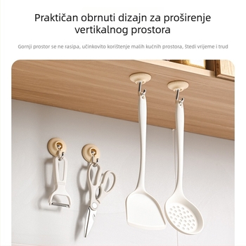 Set od četiri okrugla ljepljiva kuka, nosivost 5 kg, za zid bez bušenja, za kupaonicu i kuhinju, od plastike.