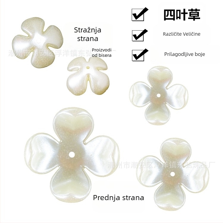 Bijela ABS plastična 3D cvjetna osnova s imitacijom školjkaste bisere, ručno izrađen ukras za kosu za DIY nakit