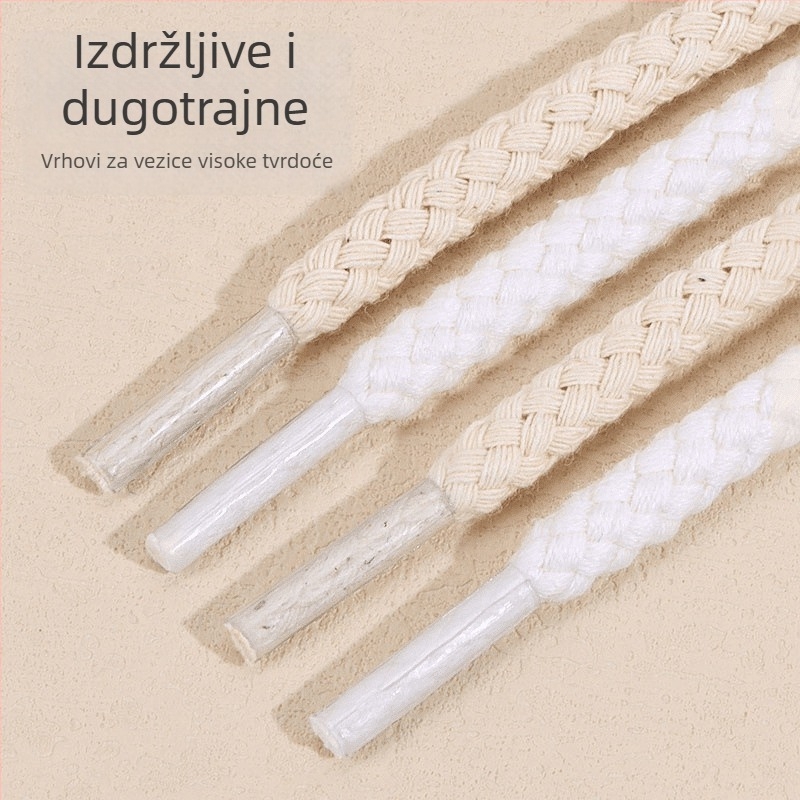 Debele pamukne okrugle vezice za tenisice, unisex, crna/bijela/bež boje, svestran modni dodatak