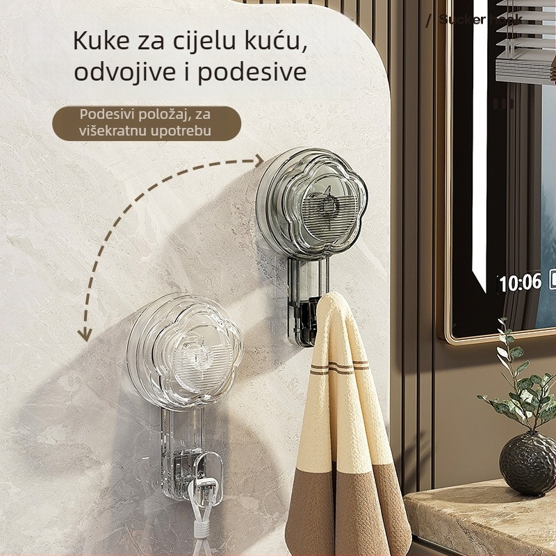Lagani luksuzni usisni držač kuka – bez bušenja, snažan vakuumski držač za kupaonicu, na zid ili vrata, za ručnike