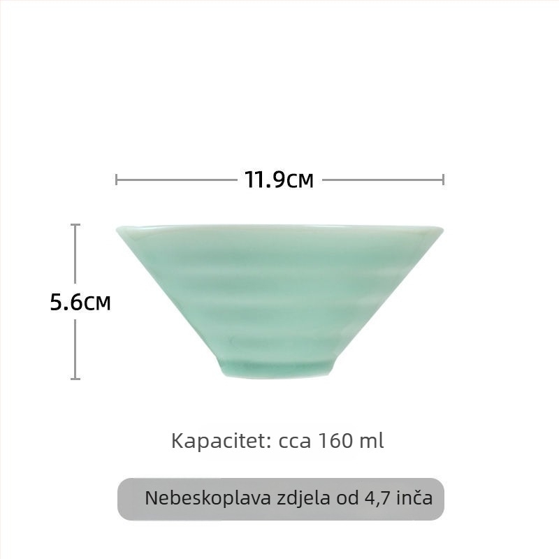 Keramička zdjela za rižu u obliku šešira, mala i profinjena, s debelim visokim nogama, kineskog stila Celadon porcelan
