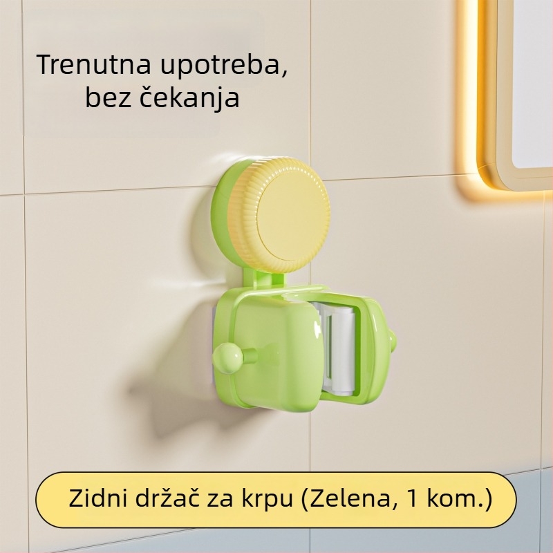 Držač za mop s vakuum držačem, zid bez bušenja, vješalica za metlu, organizator skladišta, dizajn color-block