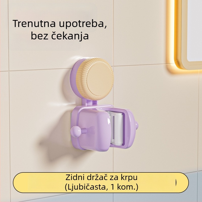 Držač za mop s vakuum držačem, zid bez bušenja, vješalica za metlu, organizator skladišta, dizajn color-block