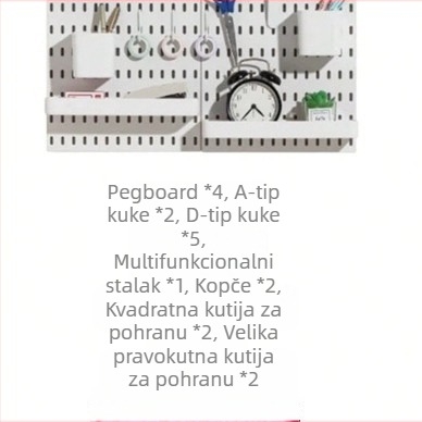 Zidna ploča s rupicama – višenamjenski sustav za pohranu i izlaganje, bez bušenja, za gaming sobu, kukice i dodaci, ploča za vješanje, DIY
