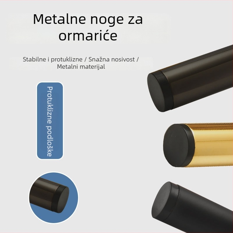 Metalne noge namještaja: kauč, ormar, stol za kavu, TV stalak i noćni ormarić – moderan minimalistički stil