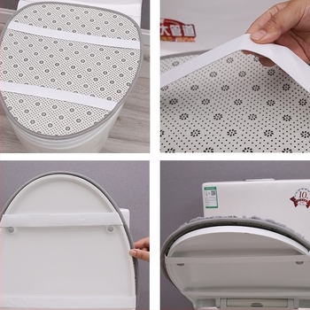 Zlatno otisnuti kupaonski tepih, mekan i upijajući, trodjelni set za WC i rub kupaonice s geometrijskim dezenom