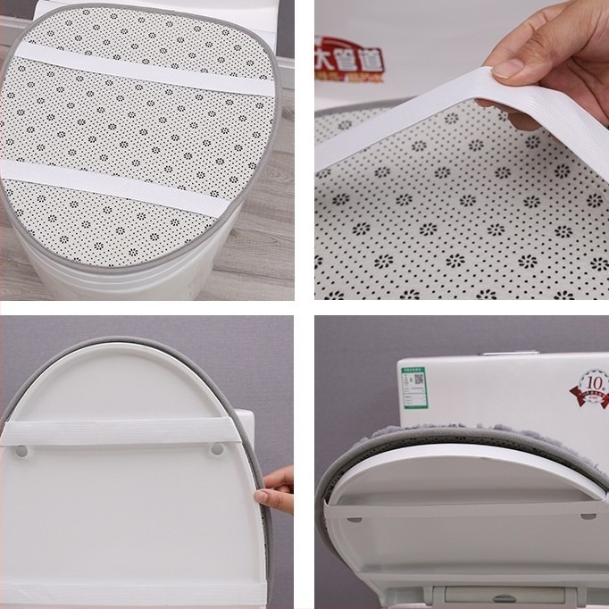 Zlatno otisnuti kupaonski tepih, mekan i upijajući, trodjelni set za WC i rub kupaonice s geometrijskim dezenom