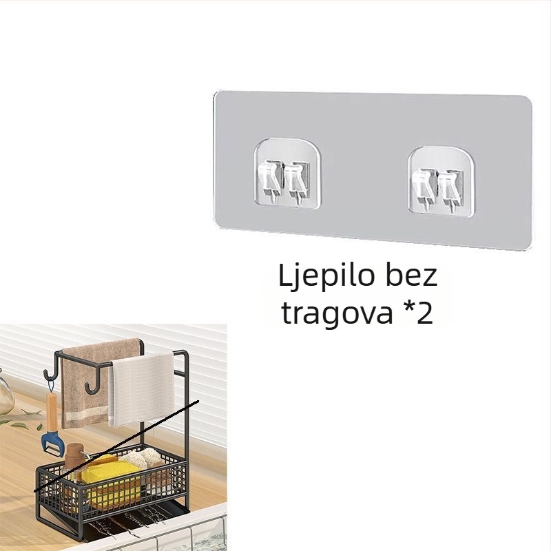 Bez bušenja – organizator umivaonika za kuhinju, držač za krpe, sunđer i posuđe s odvodnim stalakom