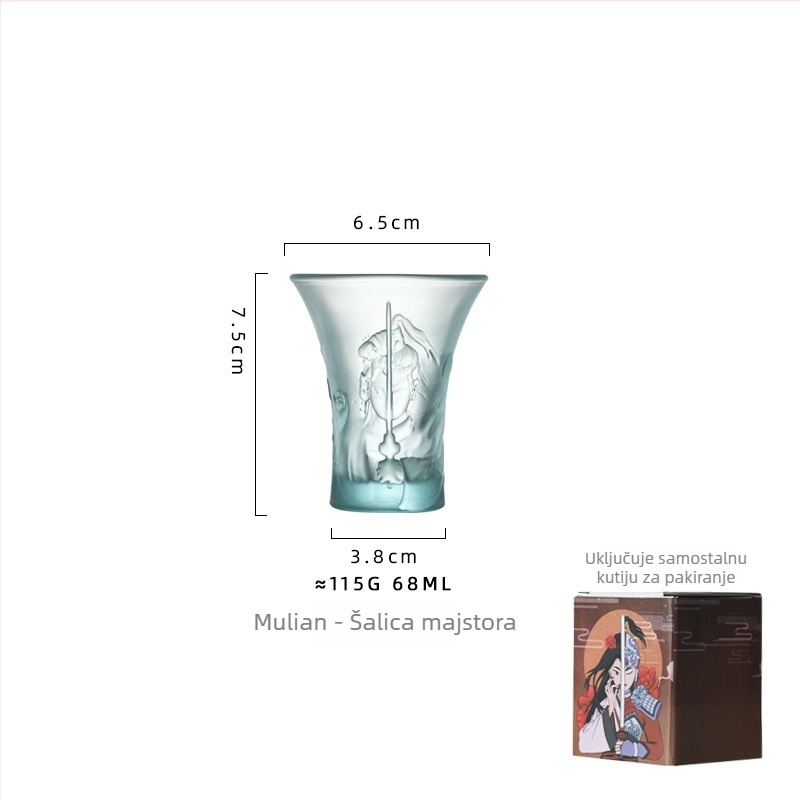 Staklena šalica za čaj u kineskom stilu s motivom zmaja za degustaciju čaja