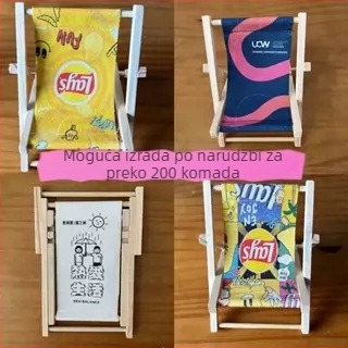 Sklopivi drveni držač za telefon u obliku slatke plažne stolice, mini dekoracija za stol ili rekvizit za fotografije