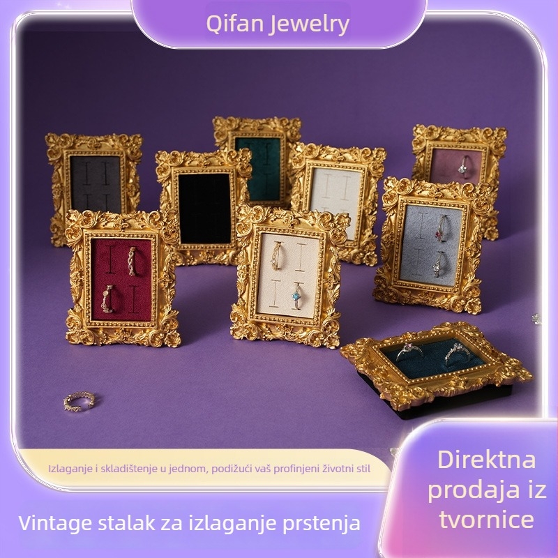 Retro držač za prstenje s malim foto okvirom, od smole, za fotografiranje i pohranu