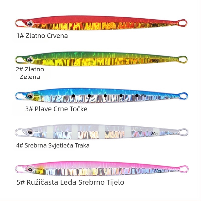Dubinska morska varalica, 80–200 g, olovni jig s finom metalnom pločom, dugi domet bacanja, tvrdi mamac