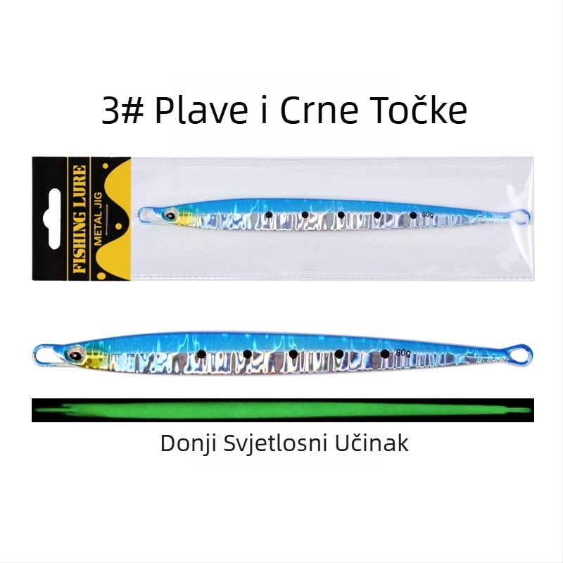 Dubinska morska varalica, 80–200 g, olovni jig s finom metalnom pločom, dugi domet bacanja, tvrdi mamac