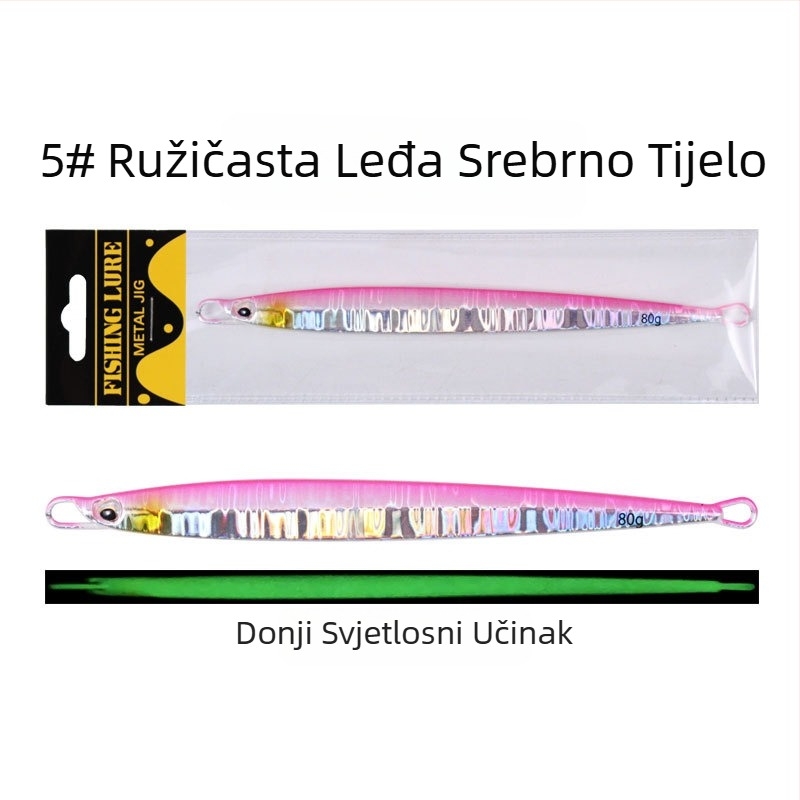 Dubinska morska varalica, 80–200 g, olovni jig s finom metalnom pločom, dugi domet bacanja, tvrdi mamac