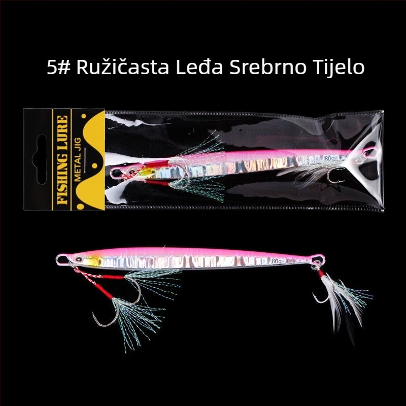 Dubinska morska varalica, 80–200 g, olovni jig s finom metalnom pločom, dugi domet bacanja, tvrdi mamac